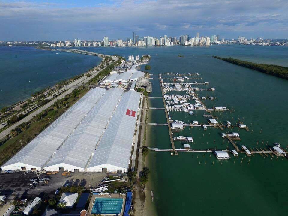A sky view of the miami boat show